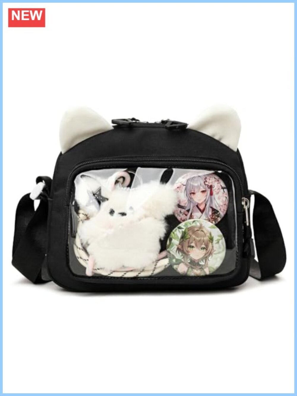 Ita Crossbody Bag Pin Display Purse Clear PVC Polyester Kawaii Cosplay Anime